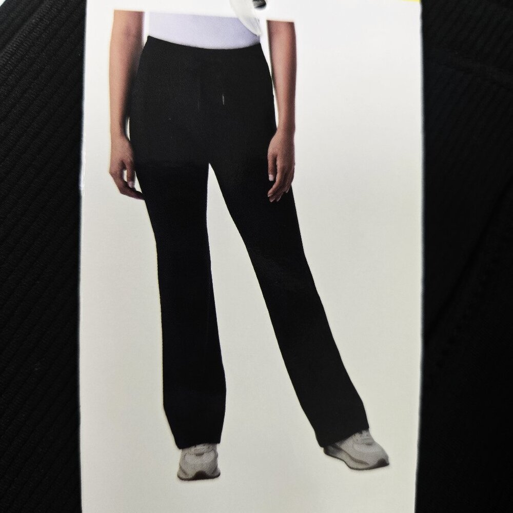 32 Degrees Women's Ribbed Semi-Flare Yoga/Lounge Pants Small Black